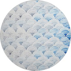 Premium Machine Washable Mayfield  Blue 8' x 8' Round Rug