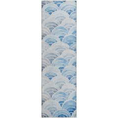 Premium Machine Washable Mayfield  Blue 2'3" x 7'6" Runner Rug