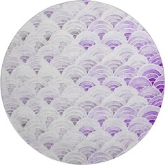 Premium Machine Washable Mayfield  Purple 8' x 8' Round Rug