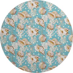 Premium Machine Washable Mayfield  Aqua 8' x 8' Round Rug