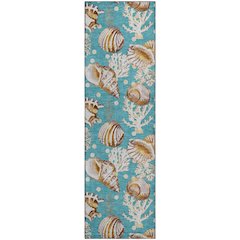 Premium Machine Washable Mayfield  Aqua 2'3" x 7'6" Runner Rug