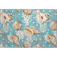 Premium Machine Washable Mayfield  Aqua 1'8" x 2'6" Rug