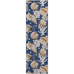 Premium Machine Washable Mayfield  Blue 2'3" x 7'6" Runner Rug