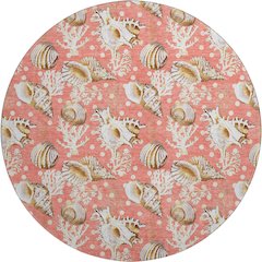 Premium Machine Washable Mayfield  Peach 8' x 8' Round Rug