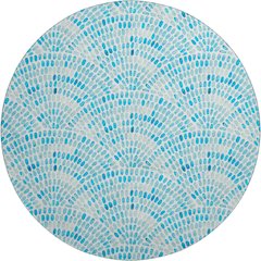 Premium Machine Washable Mayfield  Aqua 8' x 8' Round Rug