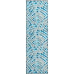 Premium Machine Washable Mayfield  Aqua 2'3" x 7'6" Runner Rug