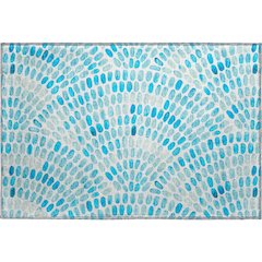 Premium Machine Washable Mayfield  Aqua 1'8" x 2'6" Rug