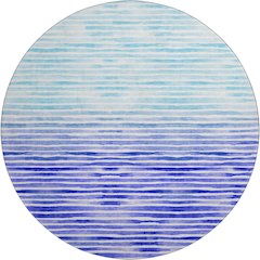 Premium Machine Washable Mayfield  Blue 8' x 8' Round Rug