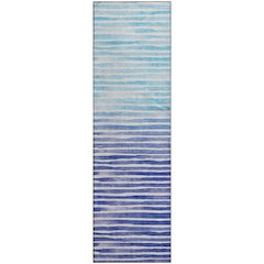 Premium Machine Washable Mayfield  Blue 2'3" x 7'6" Runner Rug