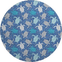 Premium Machine Washable Mayfield  Blue 8' x 8' Round Rug