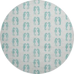 Premium Machine Washable Mayfield  Aqua 8' x 8' Round Rug