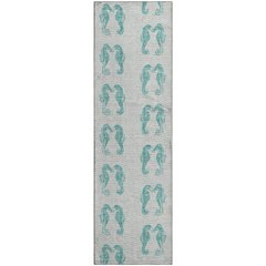 Premium Machine Washable Mayfield  Aqua 2'3" x 7'6" Runner Rug