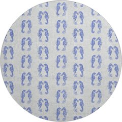 Premium Machine Washable Mayfield  Blue 8' x 8' Round Rug