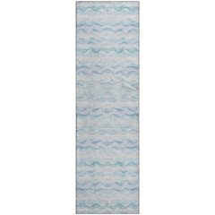 Premium Machine Washable Mayfield  Blue 2'3" x 7'6" Runner Rug