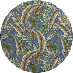Premium Machine Washable Mayfield  Blue 8' x 8' Round Rug