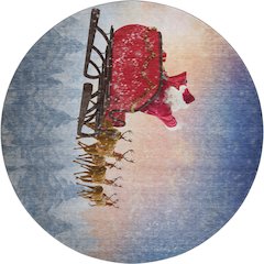 Premium Machine Washable Mayfield  Blue 8' x 8' Round Rug