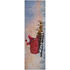 Premium Machine Washable Mayfield  Blue 2'3" x 7'6" Runner Rug