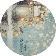 Premium Machine Washable Mayfield  Blue 8' x 8' Round Rug