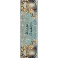 Premium Machine Washable Mayfield  Blue 2'3" x 7'6" Runner Rug