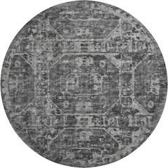 Premium Machine Washable Mayfield  Black 8' x 8' Round Rug
