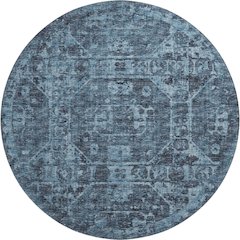 Premium Machine Washable Mayfield  Navy 8' x 8' Round Rug