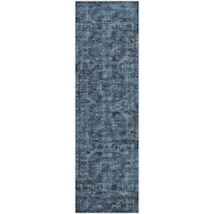 Premium Machine Washable Mayfield  Navy 2'3" x 7'6" Runner Rug