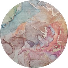 Premium Machine Washable Mayfield  Blue 8' x 8' Round Rug