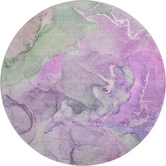 Premium Machine Washable Mayfield  Purple 8' x 8' Round Rug