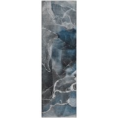Premium Machine Washable Mayfield  Blue 2'3" x 7'6" Runner Rug