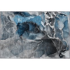 Premium Machine Washable Mayfield  Blue 1'8" x 2'6" Rug