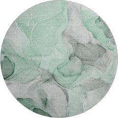 Premium Machine Washable Mayfield  Green 8' x 8' Round Rug