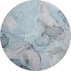 Premium Machine Washable Mayfield  Teal 8' x 8' Round Rug