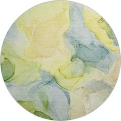 Premium Machine Washable Mayfield  Yellow 8' x 8' Round Rug