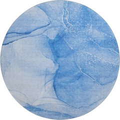 Premium Machine Washable Mayfield  Blue 8' x 8' Round Rug