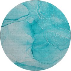 Premium Machine Washable Mayfield  Teal 8' x 8' Round Rug