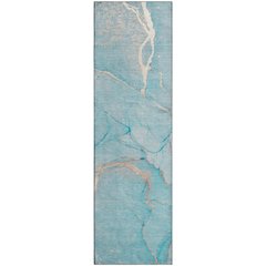 Premium Machine Washable Mayfield  Teal 2'3" x 7'6" Runner Rug
