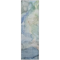 Premium Machine Washable Mayfield  Blue 2'3" x 7'6" Runner Rug
