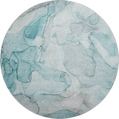 Premium Machine Washable Mayfield  Teal 8' x 8' Round Rug