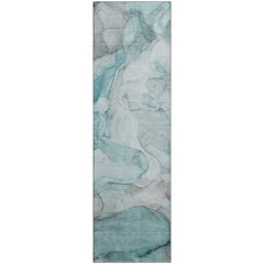Premium Machine Washable Mayfield  Teal 2'3" x 7'6" Runner Rug