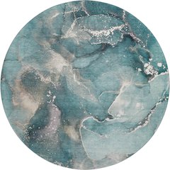 Premium Machine Washable Mayfield  Teal 8' x 8' Round Rug