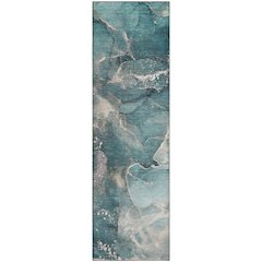 Premium Machine Washable Mayfield  Teal 2'3" x 7'6" Runner Rug