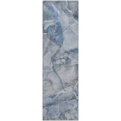 Premium Machine Washable Mayfield  Blue 2'3" x 7'6" Runner Rug
