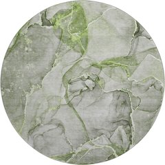 Premium Machine Washable Mayfield  Green 8' x 8' Round Rug