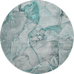 Premium Machine Washable Mayfield  Teal 8' x 8' Round Rug