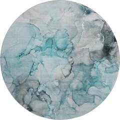 Premium Machine Washable Mayfield  Teal 8' x 8' Round Rug