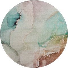 Premium Machine Washable Mayfield  Teal 8' x 8' Round Rug