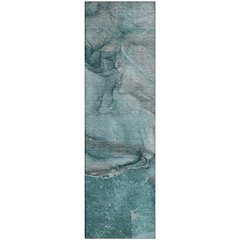 Premium Machine Washable Mayfield  Teal 2'3" x 7'6" Runner Rug