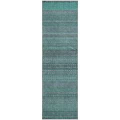 Premium Machine Washable Mayfield  Turquoise 2'3" x 7'6" Runner Rug