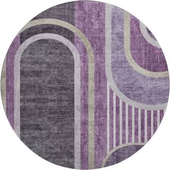 Premium Machine Washable Mayfield  Purple 8' x 8' Round Rug