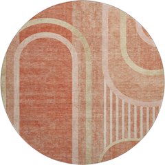 Premium Machine Washable Mayfield  Salmon 8' x 8' Round Rug